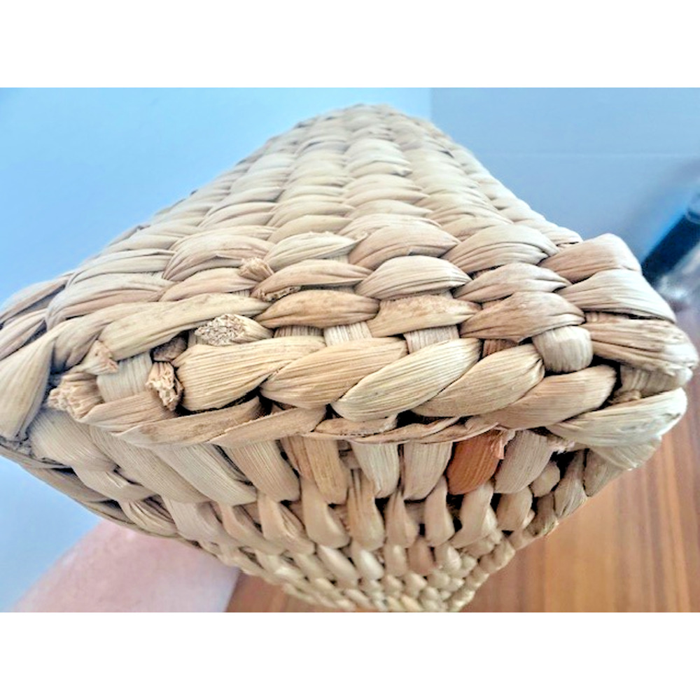 Vintage 90s Esprit Woven Straw Basket Handbag Bag Y2K Flowers 10" x 8" - Picture 13 of 13